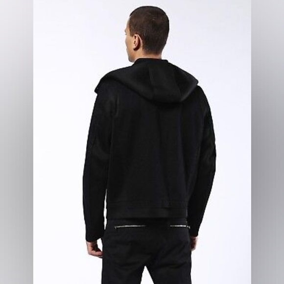 Diesel "D-Neyt" Black Denim/ Mesh Trim Detachable Hood Men's Jacket M - Picture 5 of 16